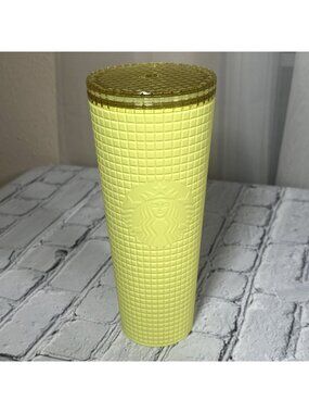 Starbucks Winter 2023 - Meadow Yellow Soft Touch Grid Tumbler 24 oz No straw